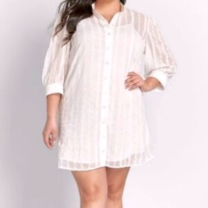 New ModCloth Sheer Joy white lace layered button down dress women’s large